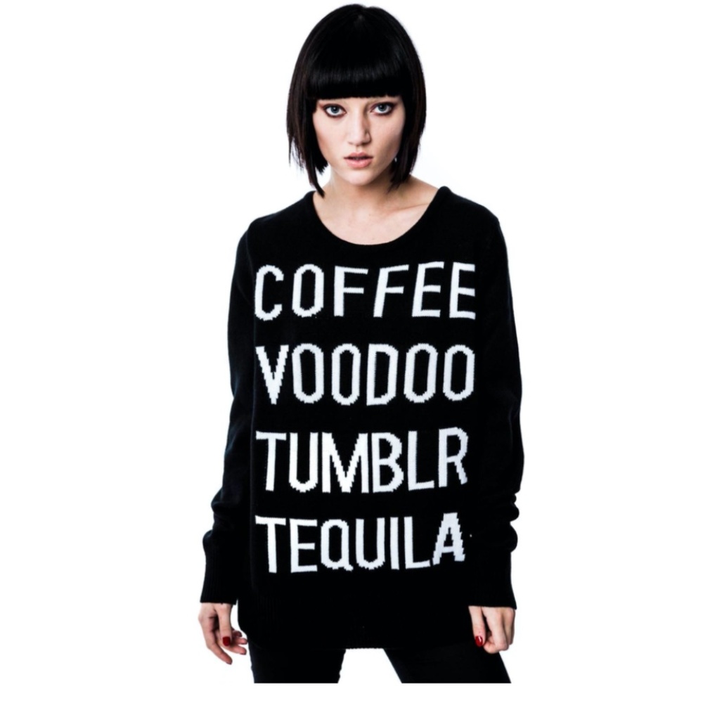KILLSTAR Tumblr Knit Sweater Size Small Black